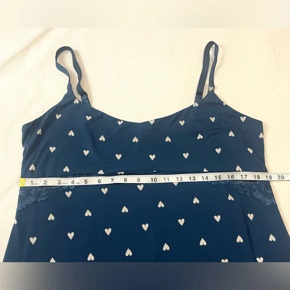 Victoria’s Secret Modal Lace Trim Sweetheart Blue Shibori Heart Slip Dress XXL - Picture 9 of 16